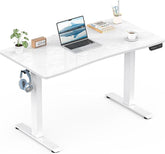 Veken 47.2 × 23.6 Inch Electric Standing Desk with Adjustable Height, Sit to Stand Computer Table for Study, Work or Gaming, Home Office Desk White - aborderproducts