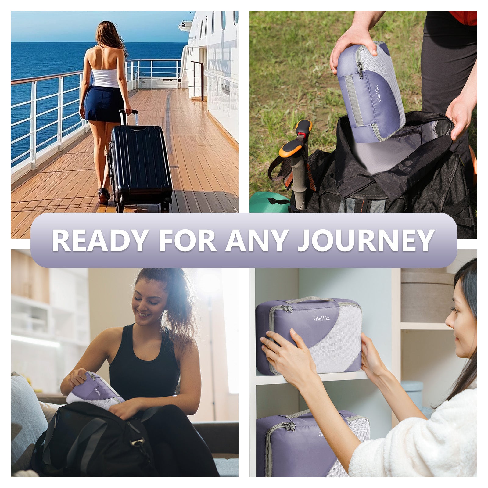 OlarHike | Packing Cubes | 8 Set (Short-Term Trip) | Purple Gray - aborderproducts