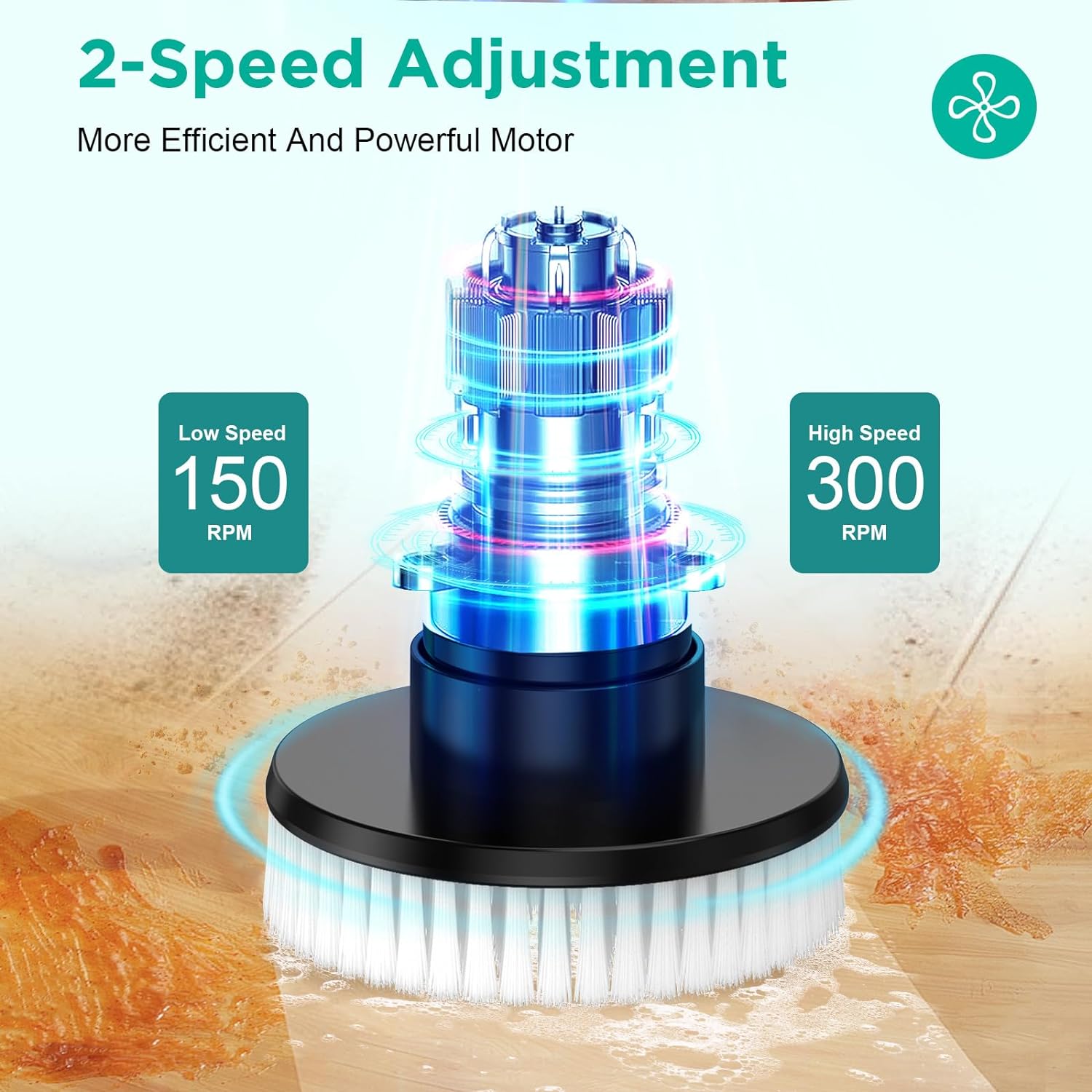 VEKEN ELECTRIC SPIN SCRUBBER, 9 REPLACEABLE BRUSH HEADS - aborderproducts