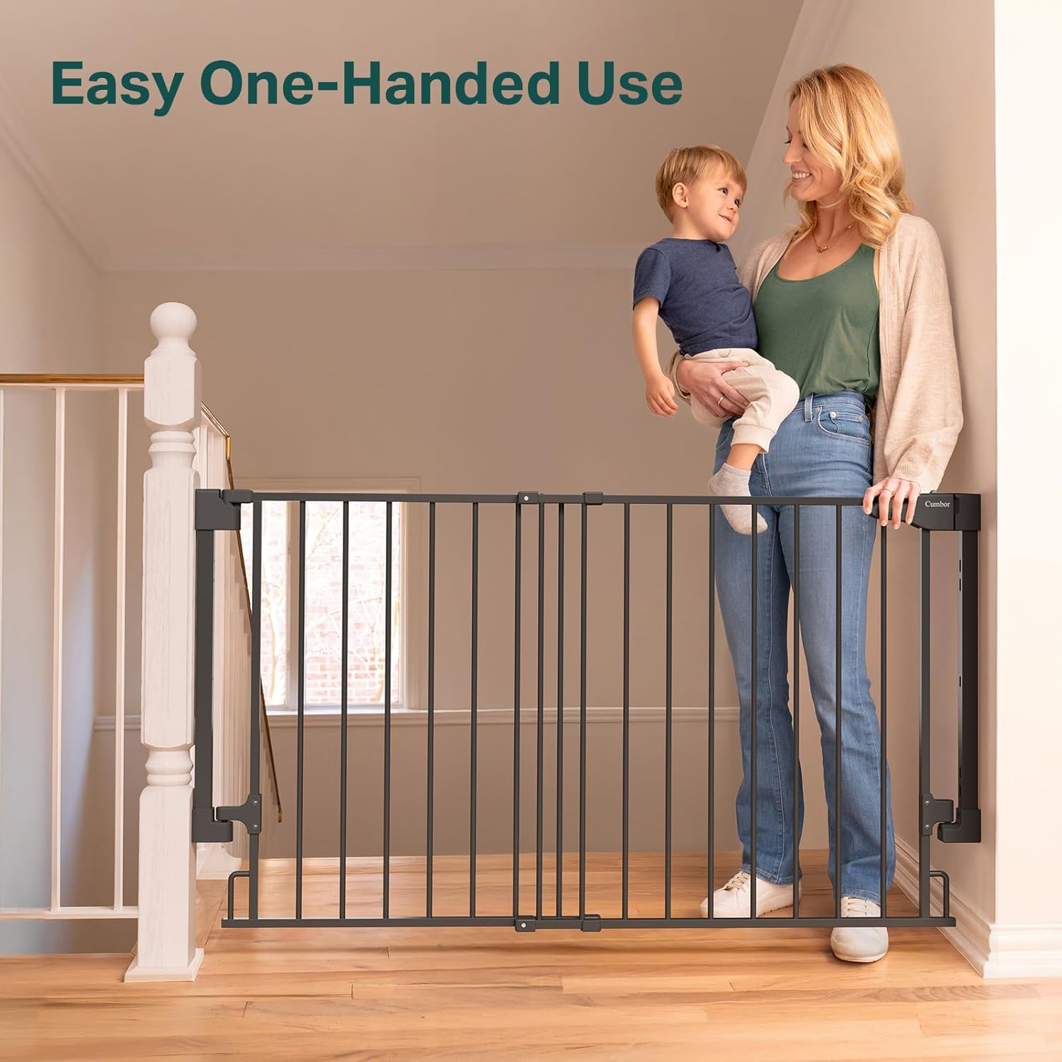 Cumbor | Safety Gate | No Bottom Bar | 28" x 31.6-48" | Black