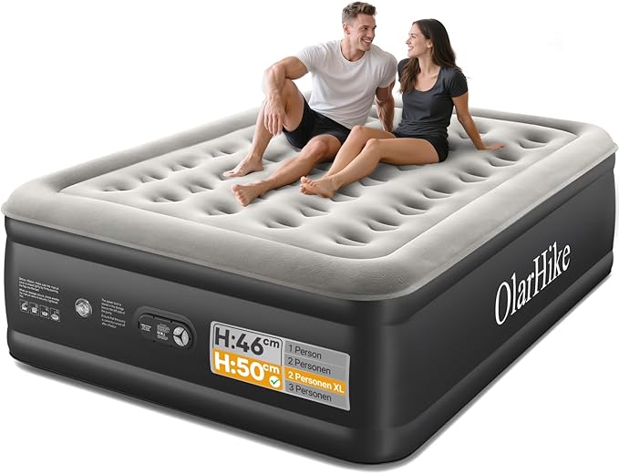 OlarHike Luftmatratze Selbstaufblasend, Luftbett Gästebett, Aufblasbares Matratze Zelt Sofa, Luftbett 2 Personen, Selbstaufblasbare Luftmatratze für Camping oder Heimgebrauch - 203 x 152 x 50 cm