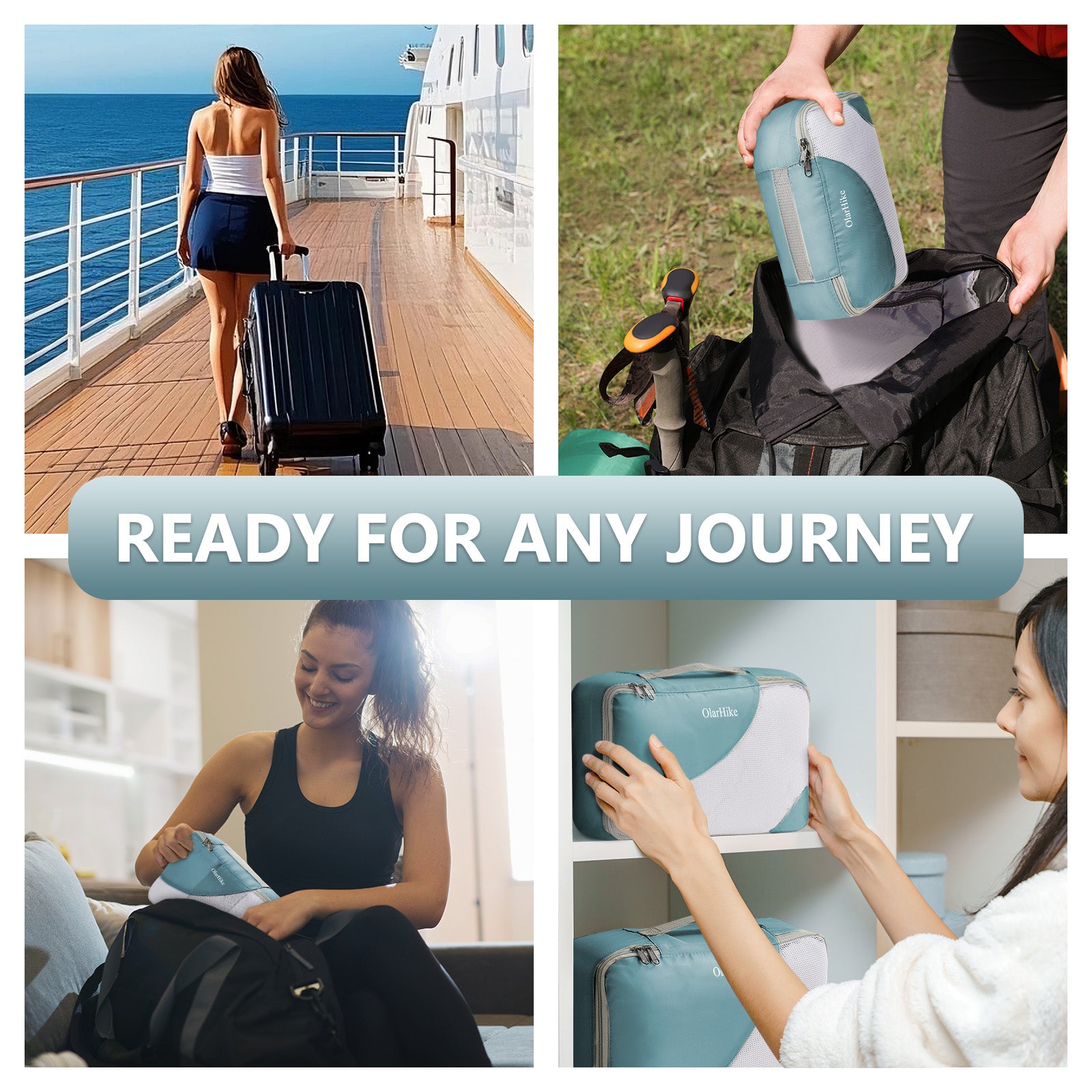 OlarHike | Packing Cubes | 8 Set (Short-Term Trip) | Blue Gray - aborderproducts
