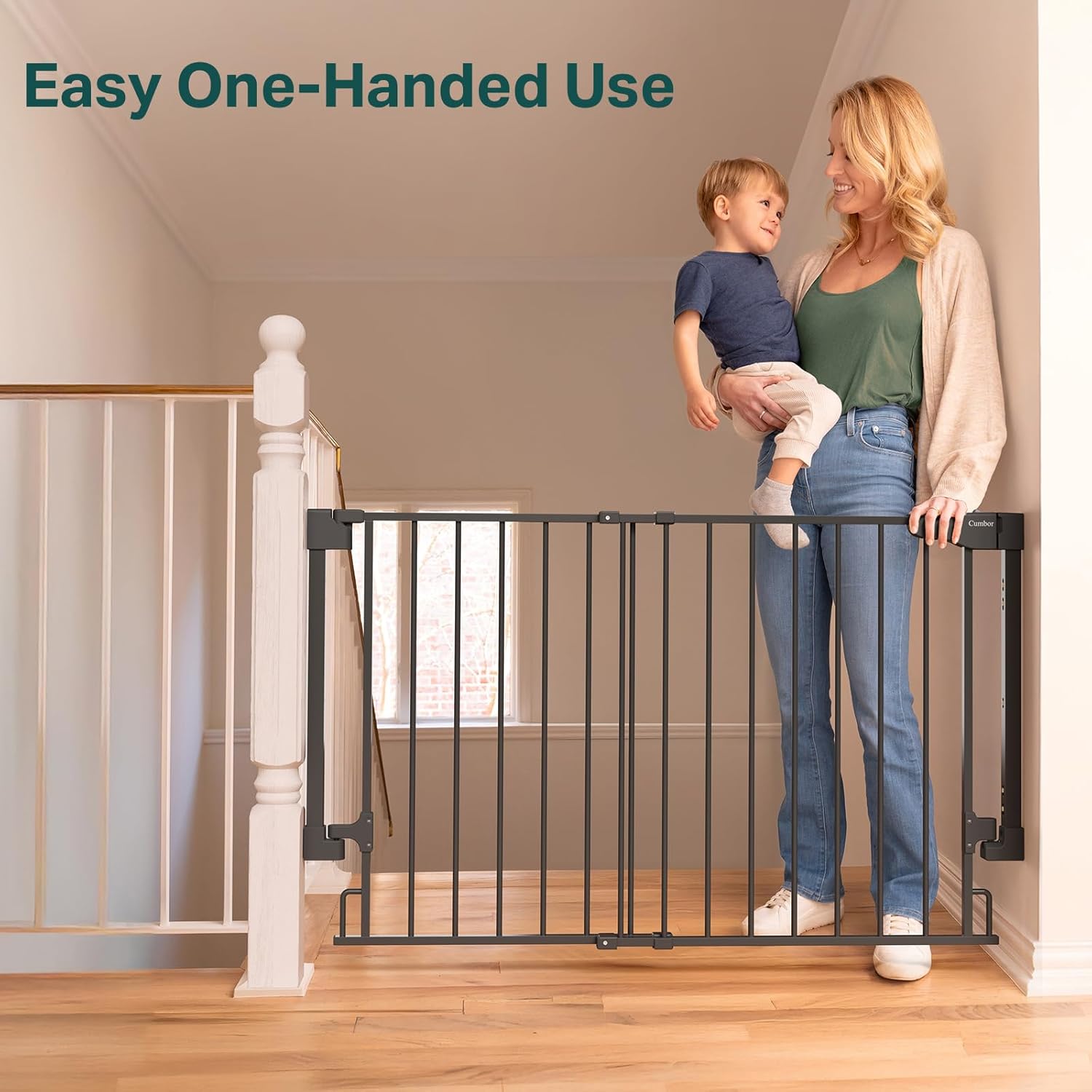 Cumbor | Safety Gate | No Bottom Bar | 29.2-43" | Black - aborderproducts