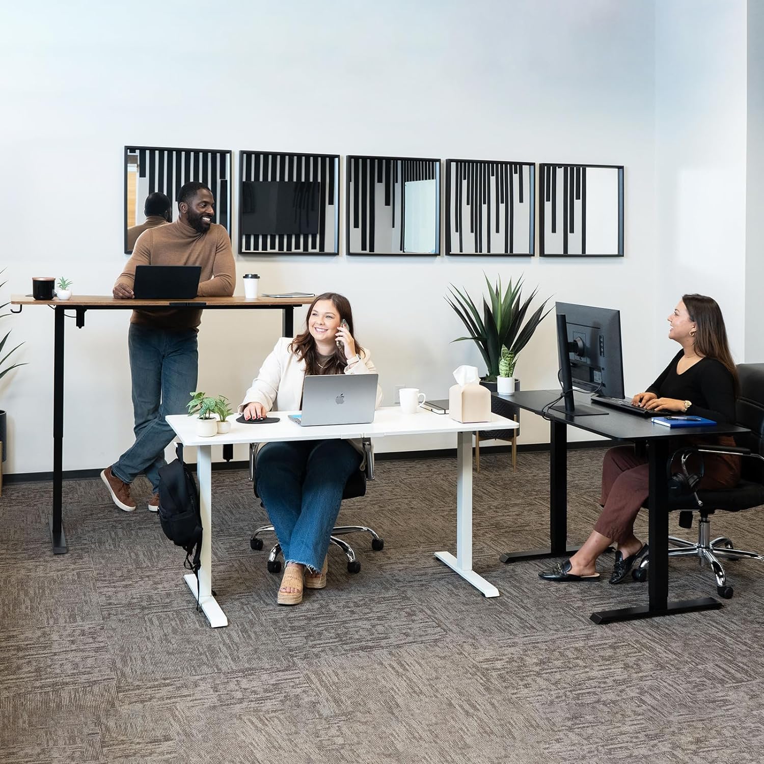 Veken | Electric Standing Desk | 63 Inch | Brown - aborderproducts