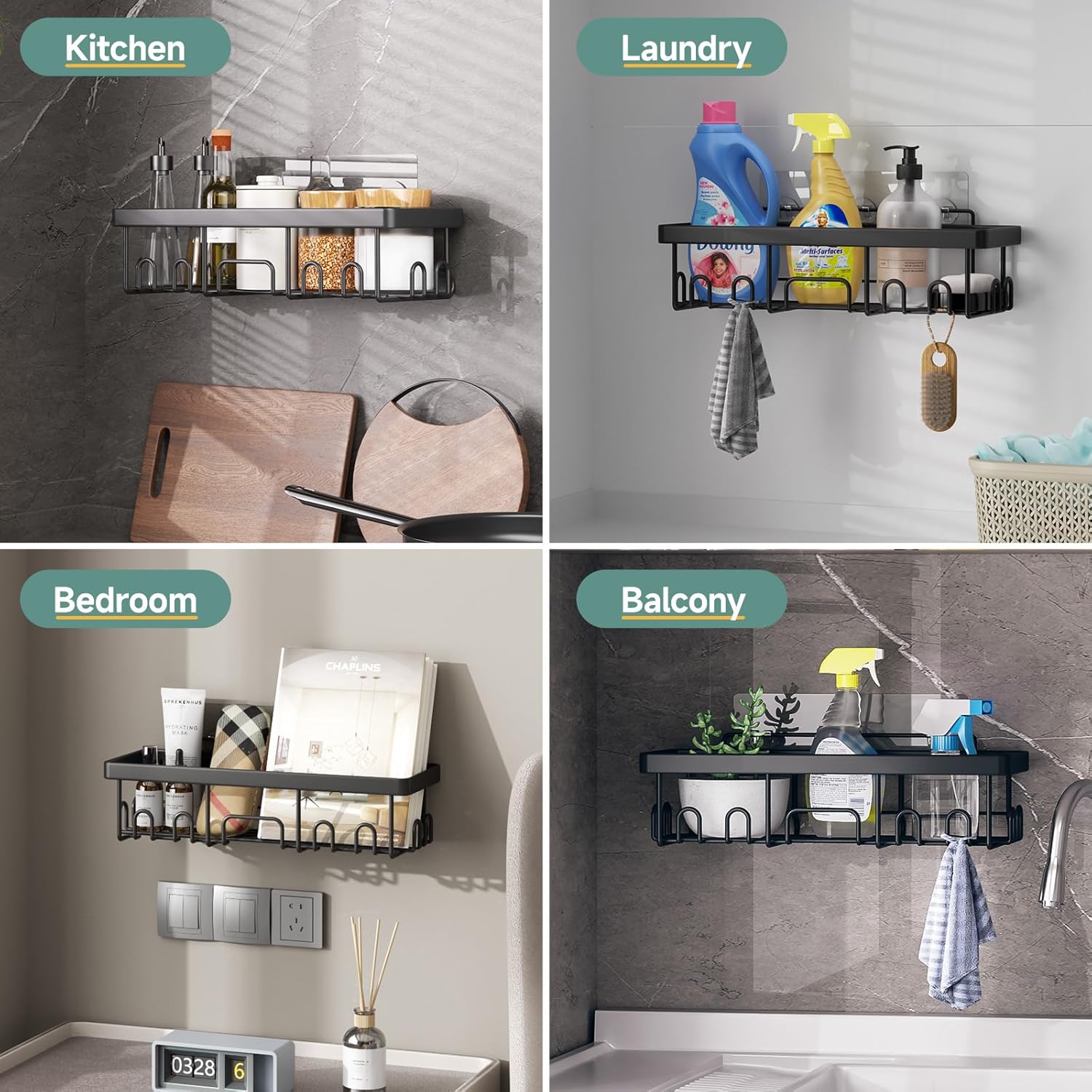 Veken | Shower Caddy | 5-Pack | Black - aborderproducts