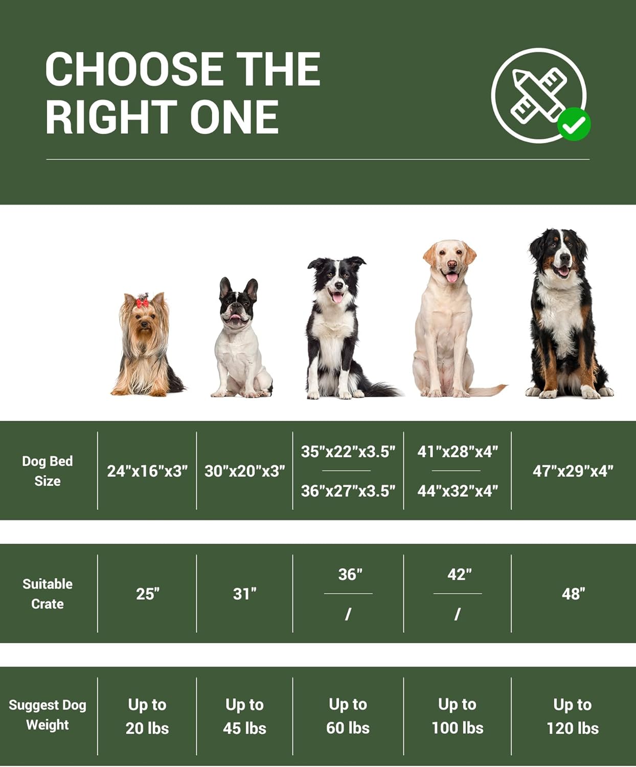 OhGeni | Dog Bed | 35 Inch | Dark Green - aborderproducts