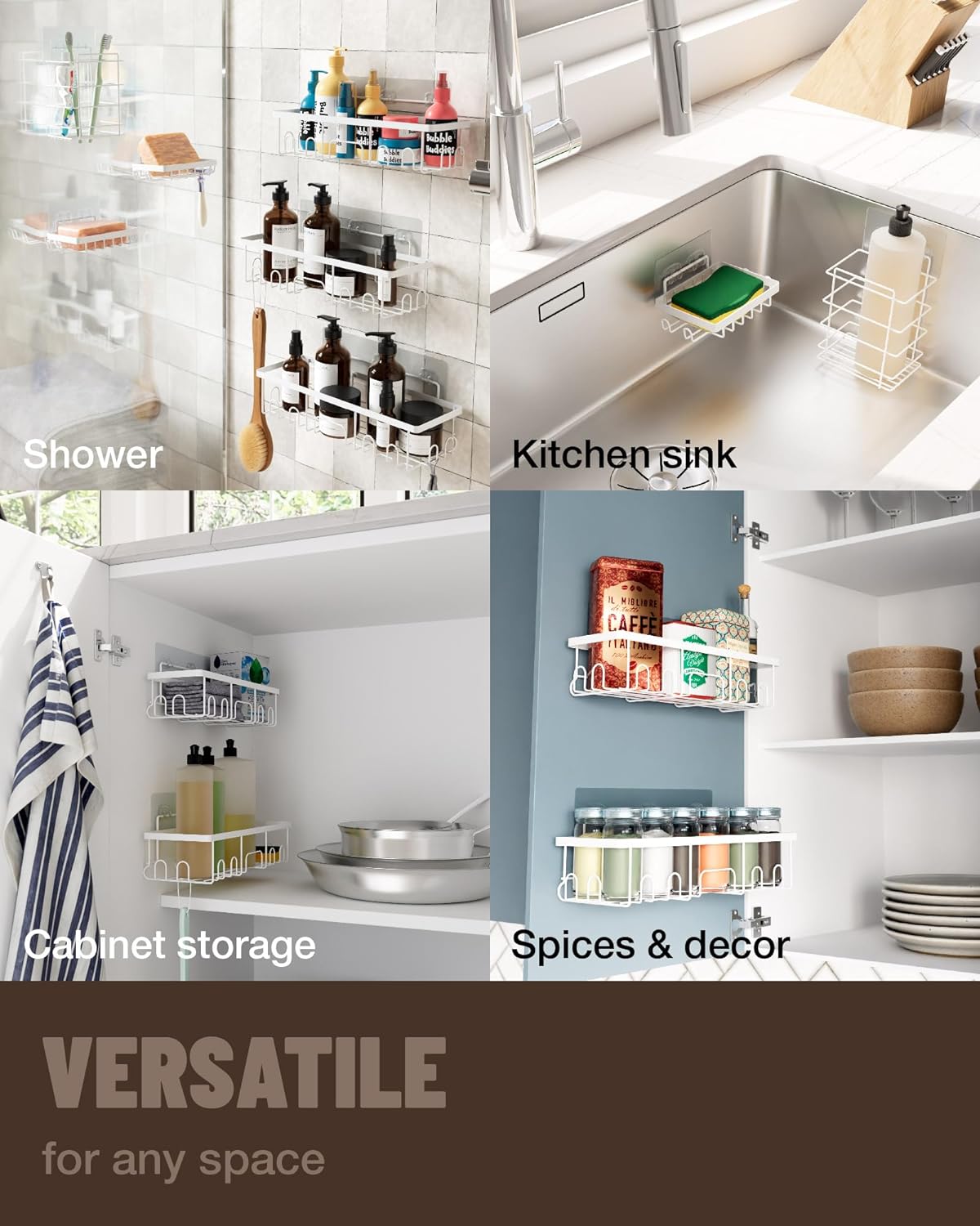 Shower Caddy |6-Pack |White | Veken - aborderproducts