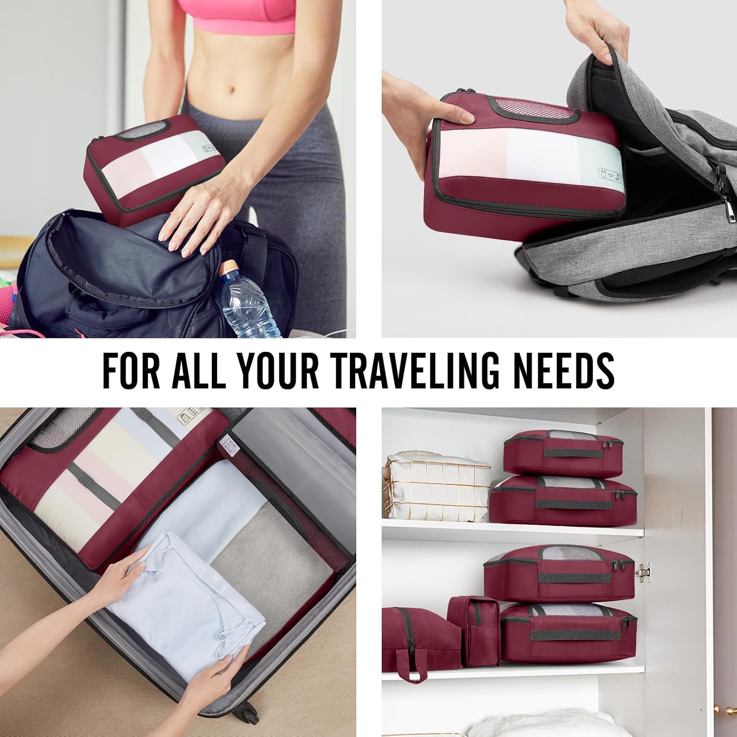 Veken | 10 Set | Packing Cube | Ruby Wine - aborderproducts