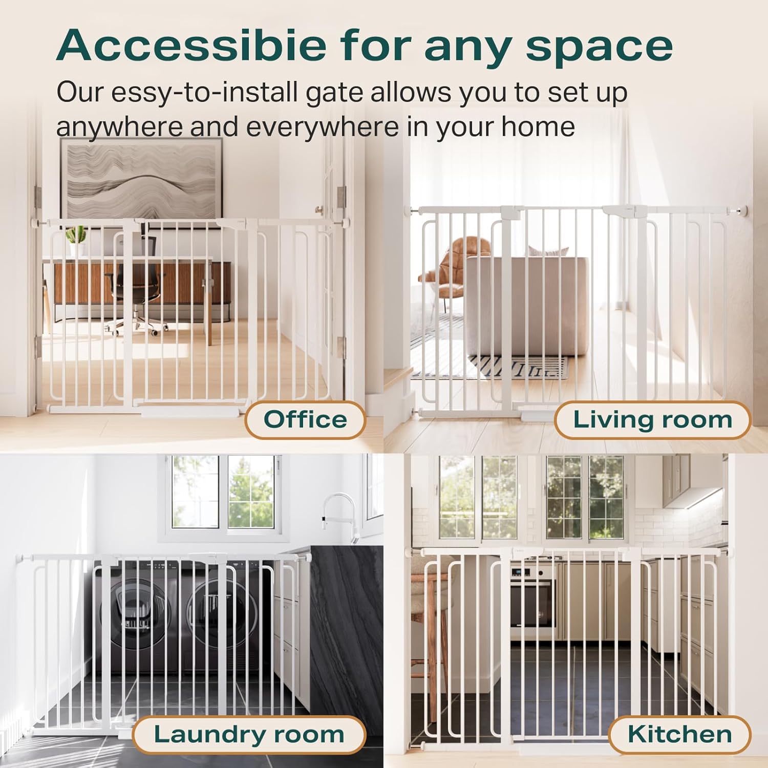CUMBOR | SAFETY GATE | 29.7-57"W x 36"H | WHITE - aborderproducts