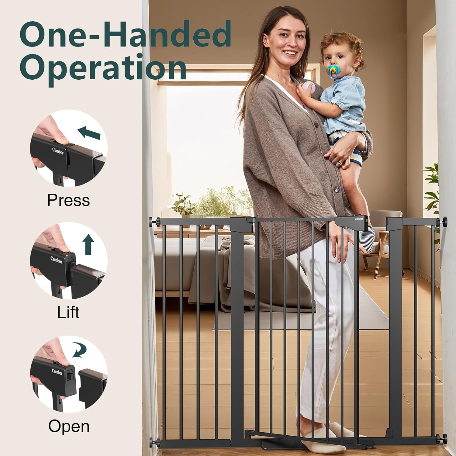 Cumbor | Safety Gate | 29.7-48"W x 36"H | Black - aborderproducts