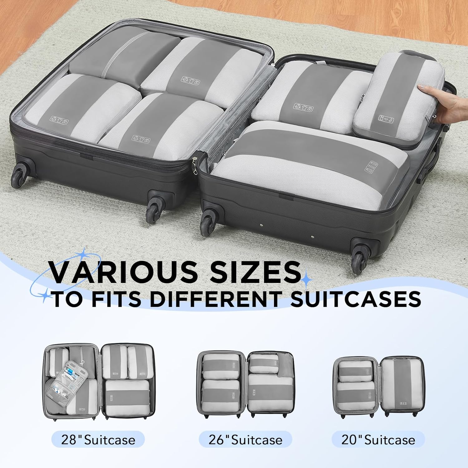 OlarHike | Compression Packing Cubes | 10 Sets | Grey