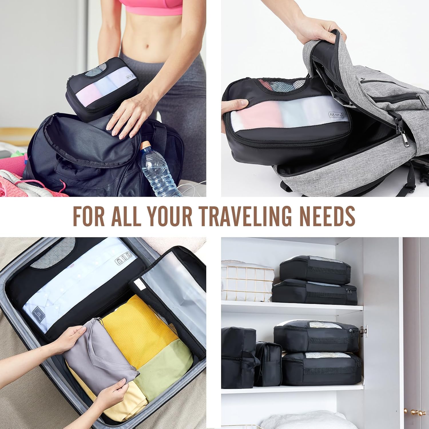 Veken | Packing Cubes | 8 Set | Black - aborderproducts