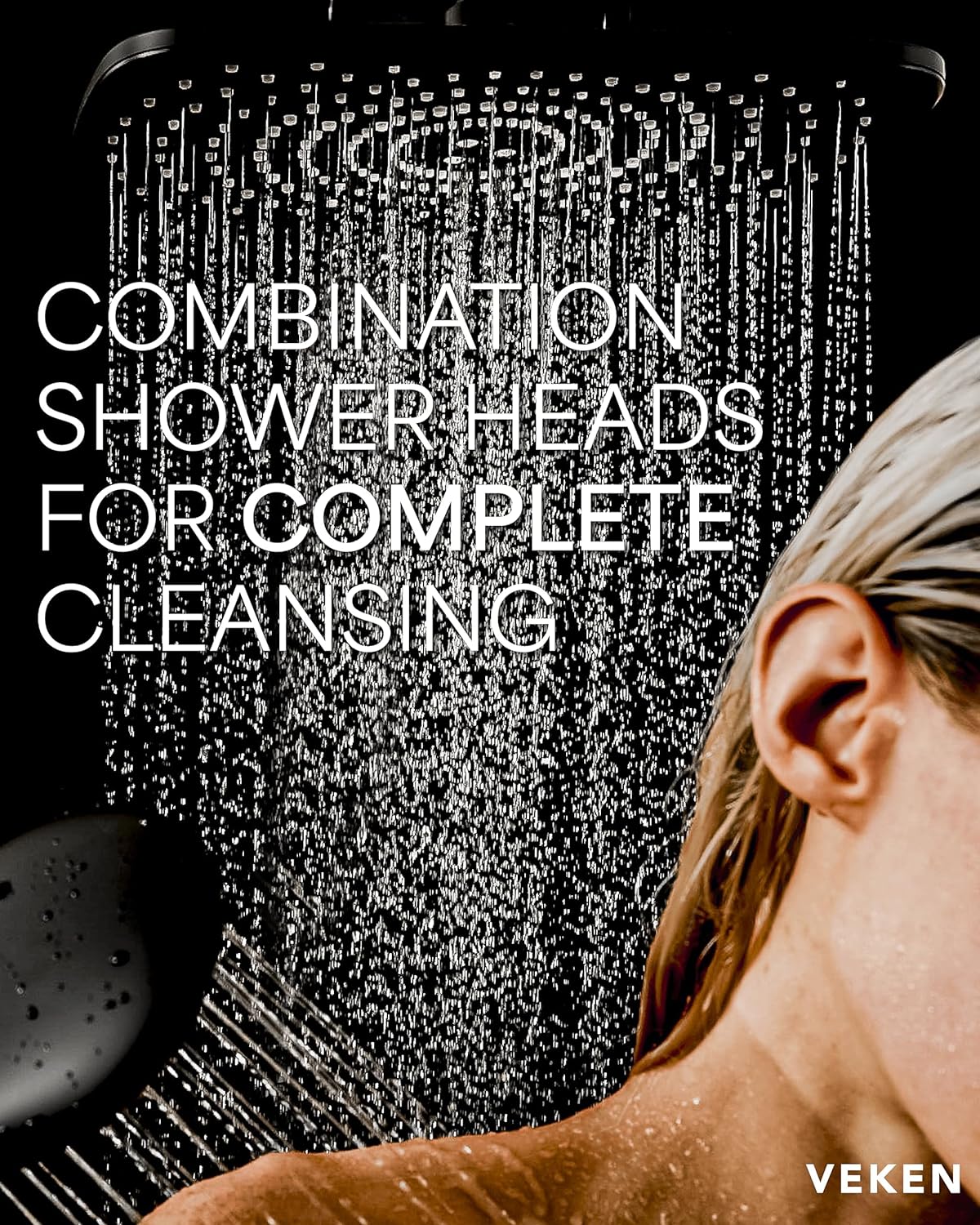 Veken | Shower Head Combo | 12 Inch | Matte Black - aborderproducts