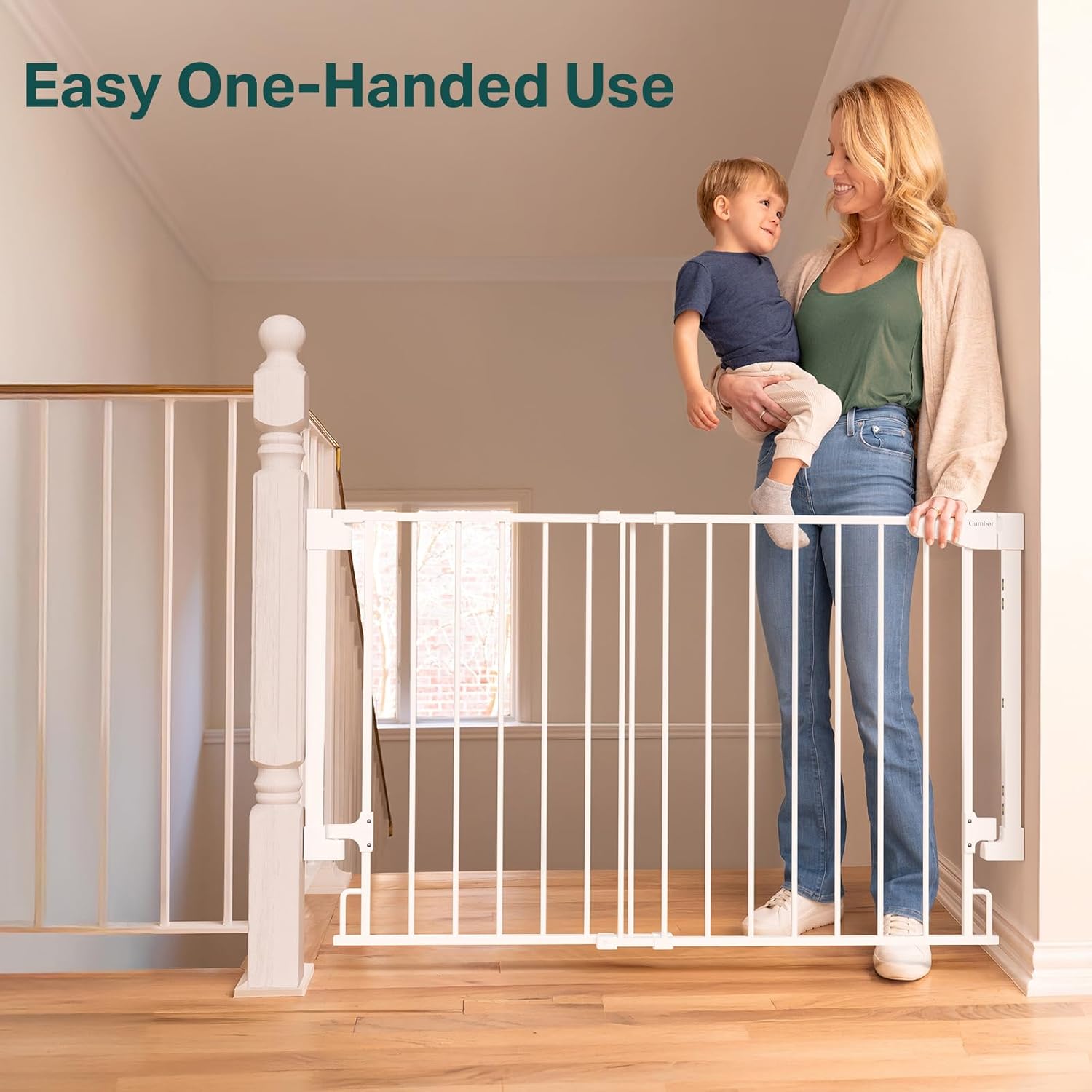Cumbor | Safety Gate | No Bottom Bar | 29.2-43" | White - aborderproducts