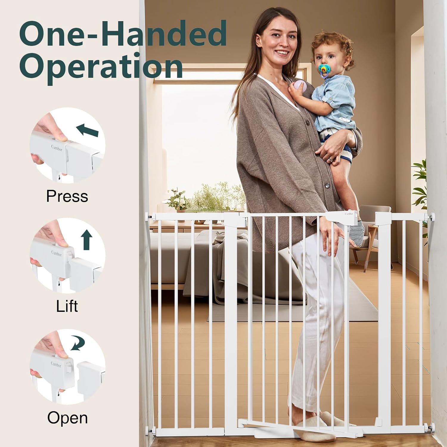 Cumbor | Safety Gate | 29.7-48"W x 36"H | White - aborderproducts