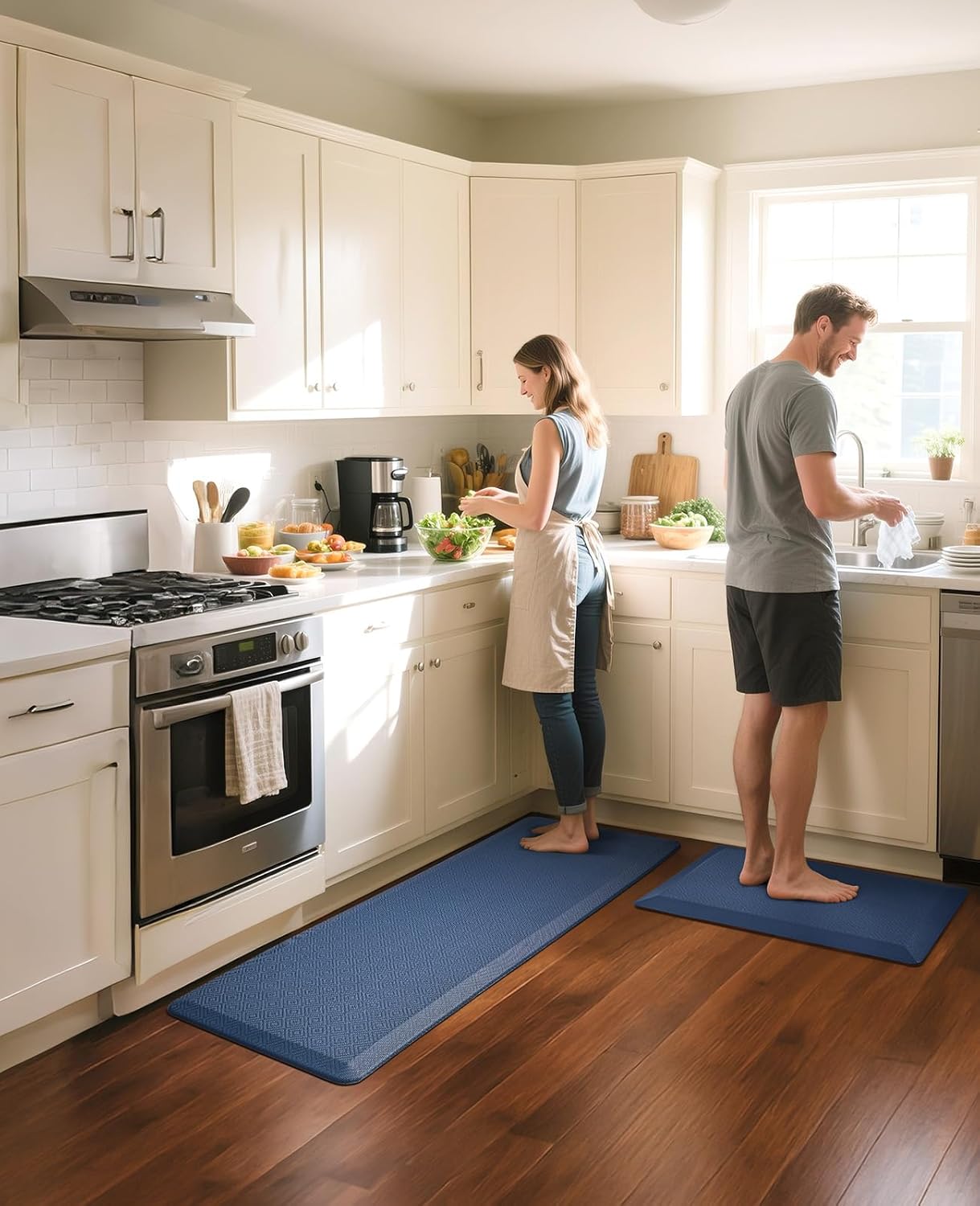 Ophanie | Anti Fatigue Standing Cushioned Mat | 24'' x 70'' | Blue