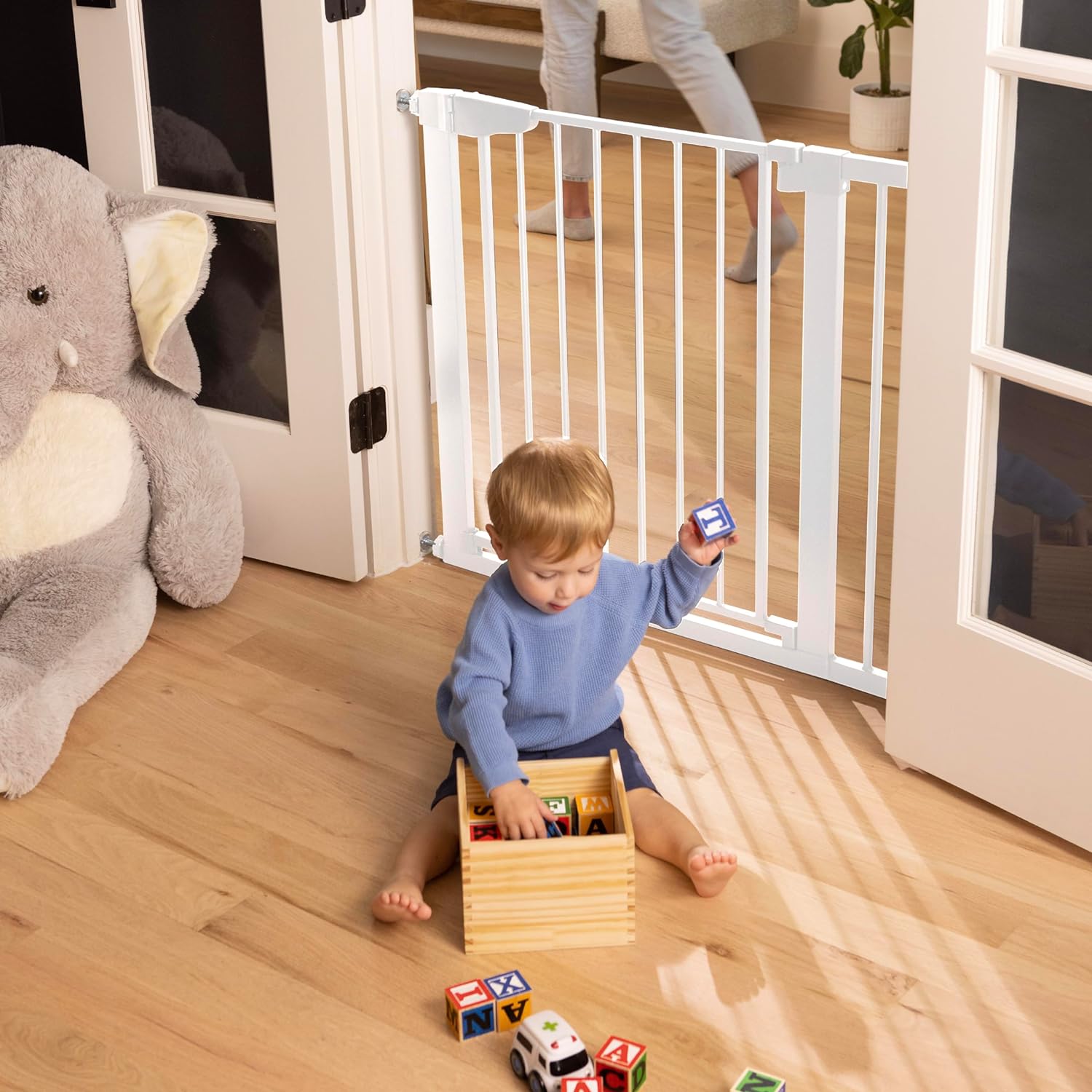 Cumbor 2 Pack| 29.7"-40.6" x 30.5" | Baby Gate for Stairs | Mom's Choice Awards Winner | White - aborderproducts
