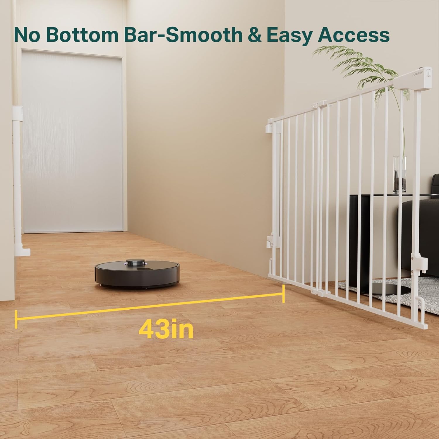 Cumbor | Safety Gate | No Bottom Bar | 29.2-43" | White - aborderproducts