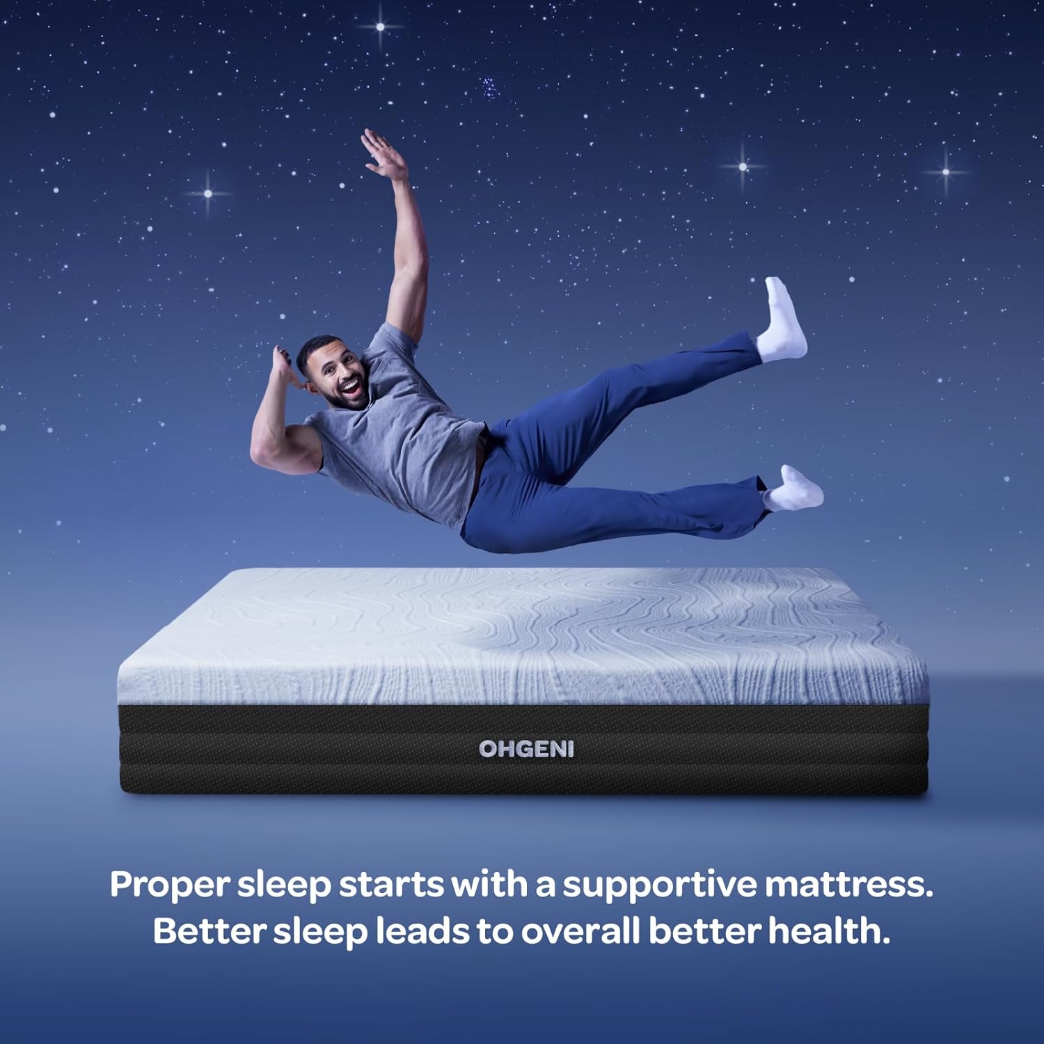 OhGeni | Foam Mattress | 75"L x 54"W x 10"H | Full - aborderproducts