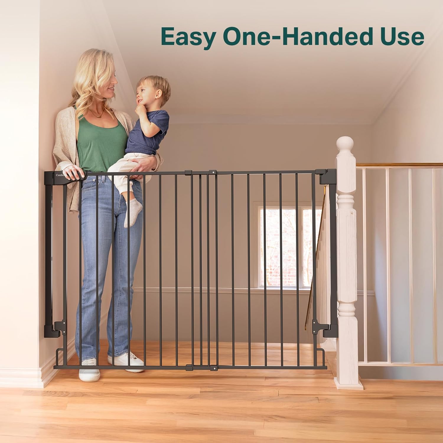 Cumbor | Safety Gate | No Bottom Bar | 34" x 31.6-48" | Black - aborderproducts