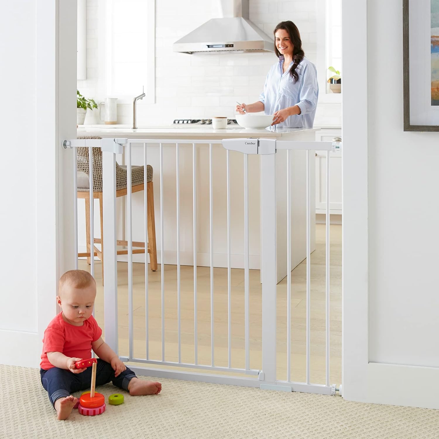 CUMBOR | SAFETY GATE | 29.7-46"W x 36"H | White - aborderproducts