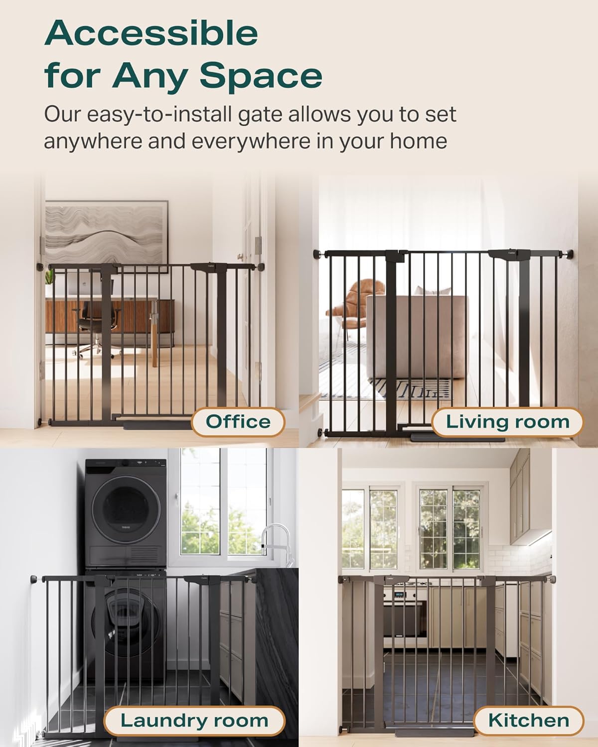 CUMBOR | SAFETY GATE | 29.7"-51.5"W x 36"H | BLACK - aborderproducts