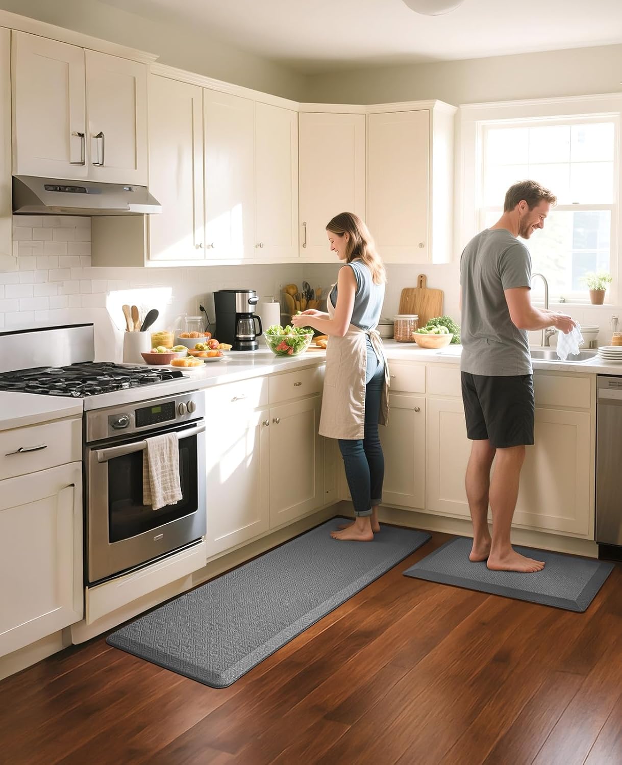 Ophanie | Anti Fatigue Standing Cushioned Mat | 24'' x 70'' | Grey