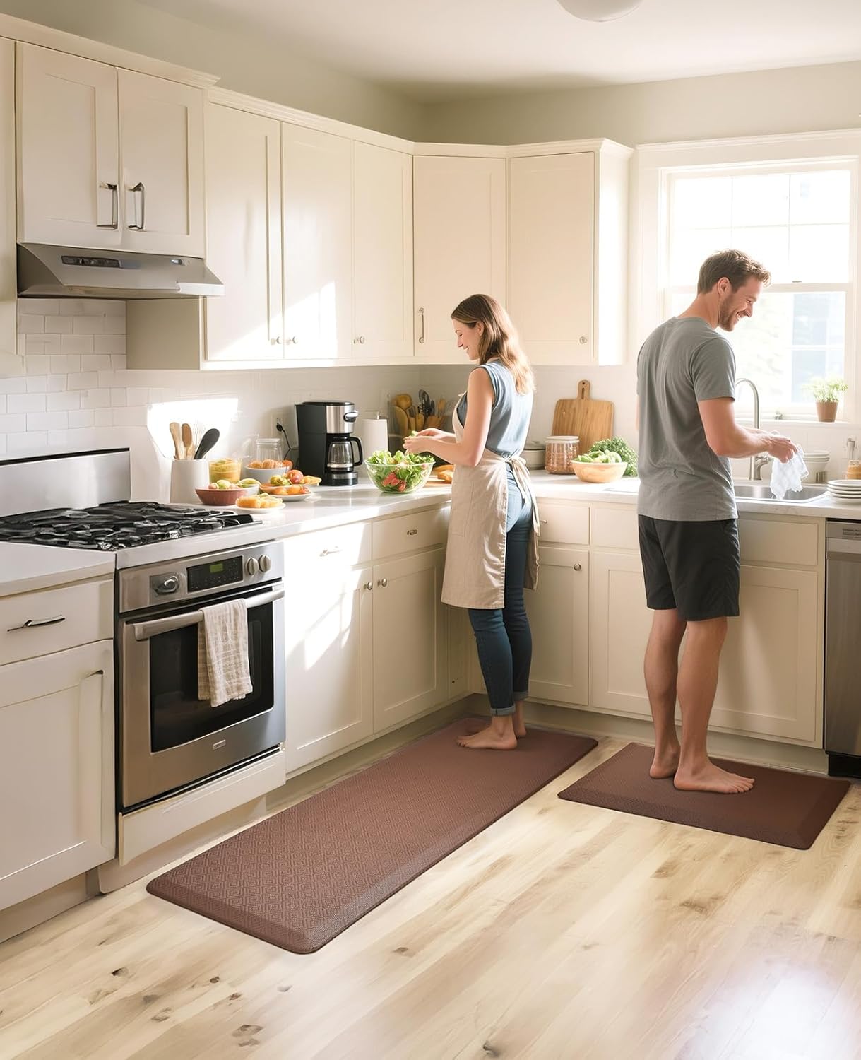 Ophanie | Anti Fatigue Standing Cushioned Mat | 24'' x 70'' | Brown
