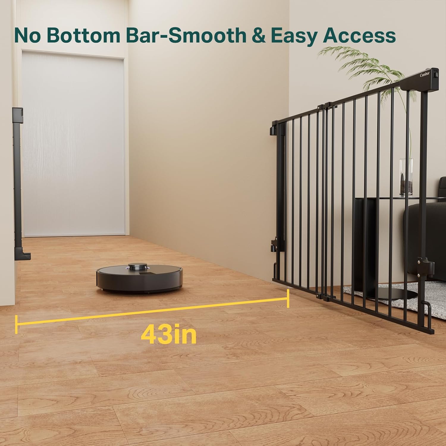 Cumbor | Safety Gate | No Bottom Bar | 29.2-43" | Black - aborderproducts