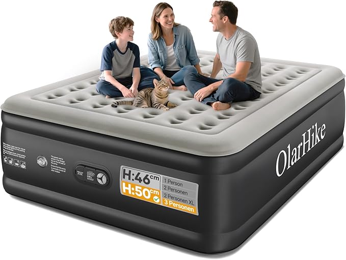 OlarHike Luftmatratze Selbstaufblasend, Luftbett Gästebett, Aufblasbares Matratze Zelt Sofa, Luftbett 3 Personen, Selbstaufblasbare Luftmatratze für Camping oder Heimgebrauch - 213 x 183 x 50 cm