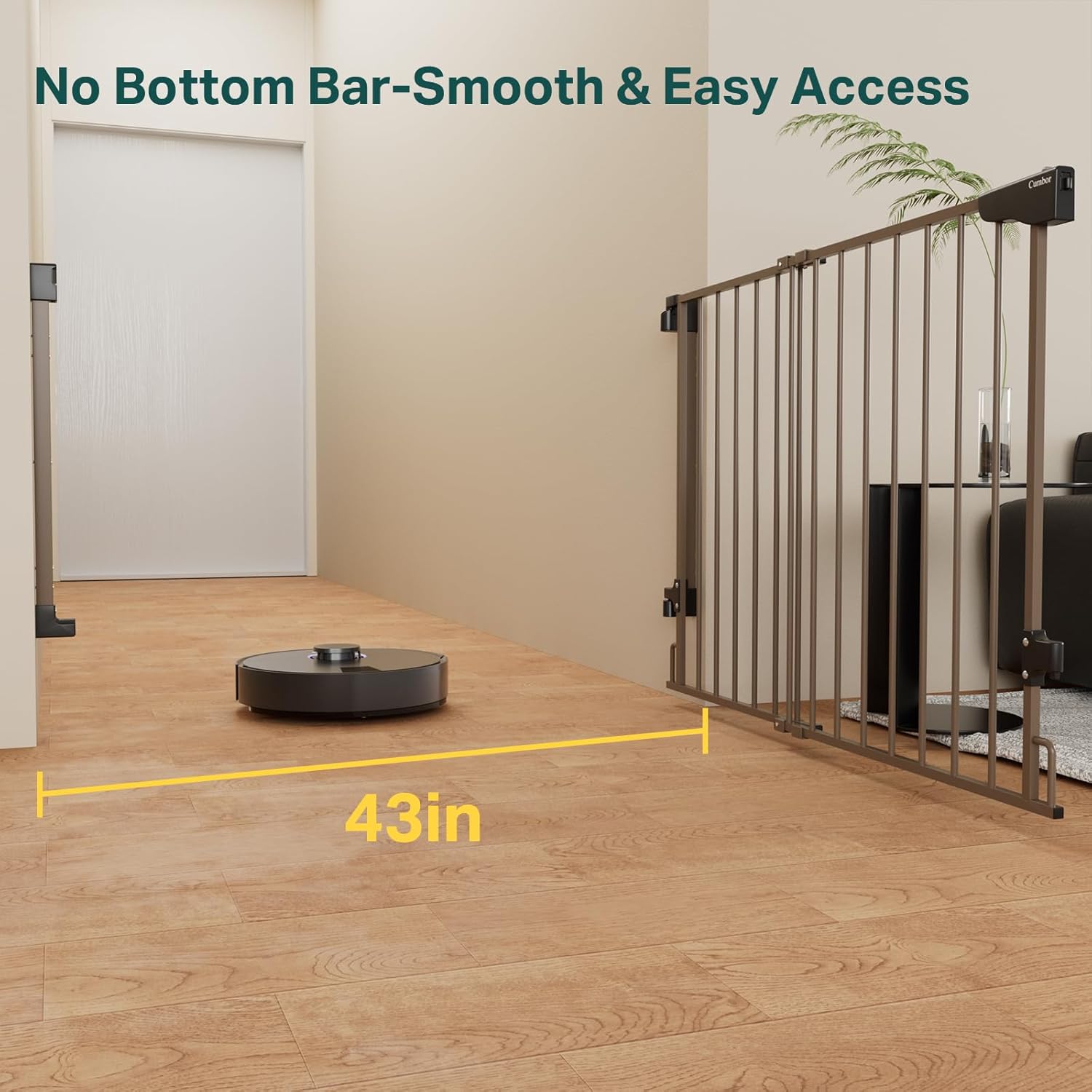 Cumbor | Safety Gate | No Bottom Bar | 29.2-43" | Brown - aborderproducts