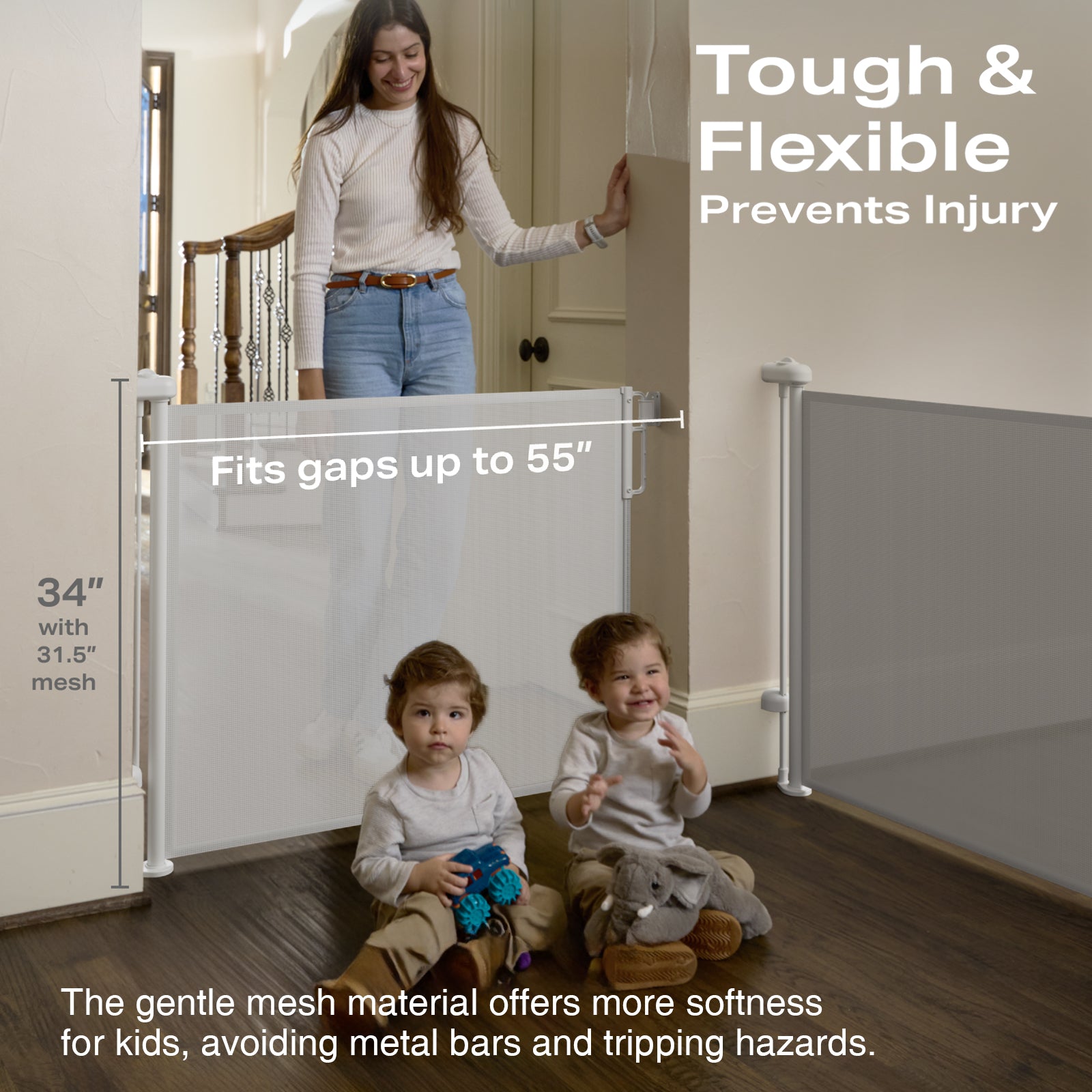 Cumbor | Baby Gates | 55" Wide | White - aborderproducts
