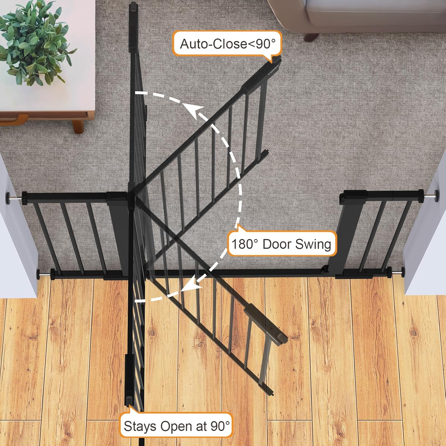 Cumbor | Safety Gate | 29.7-46"W x 30.5"H | Black - aborderproducts
