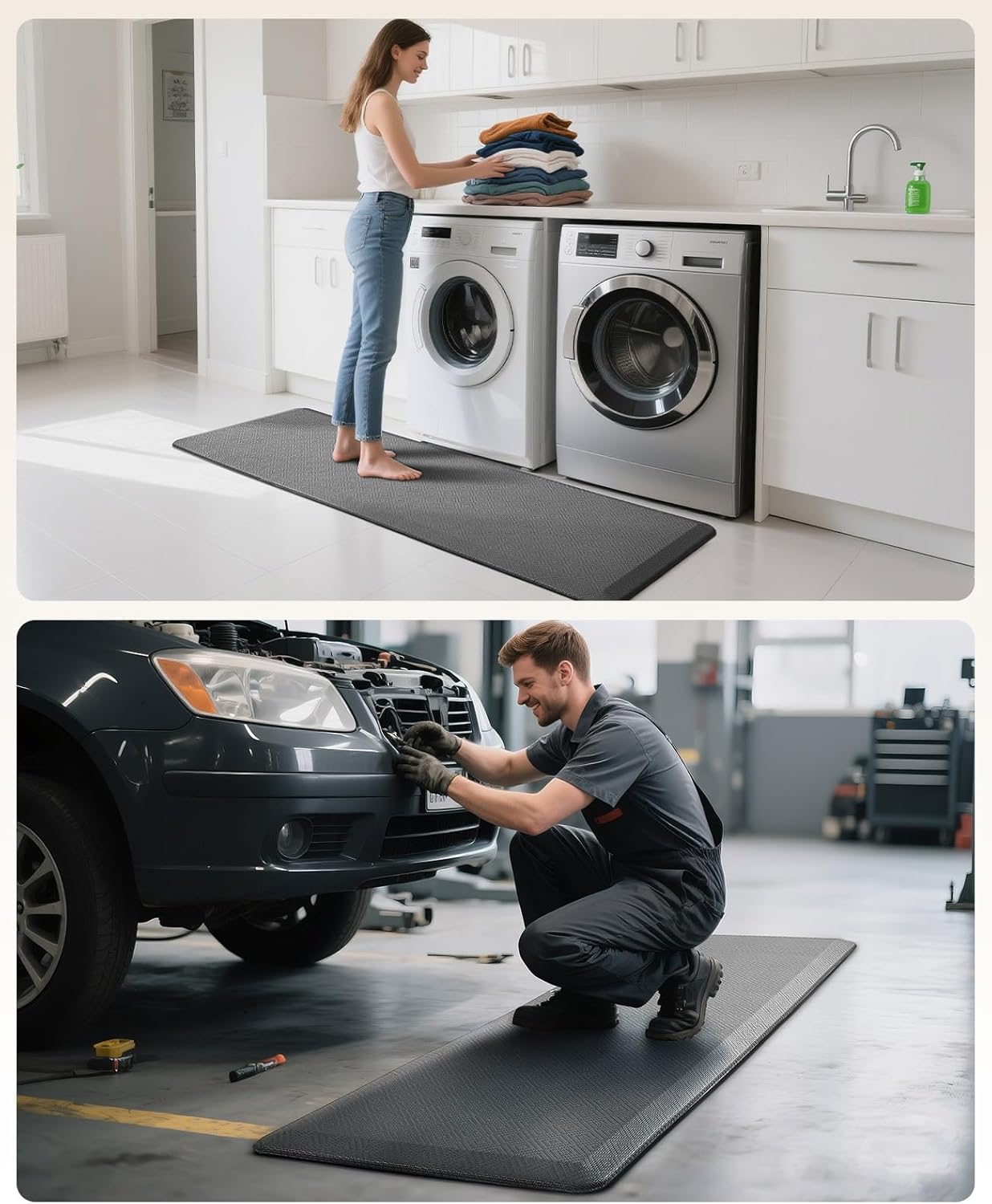 Ophanie | Anti Fatigue Standing Cushioned Mat | 24'' x 70'' | Grey