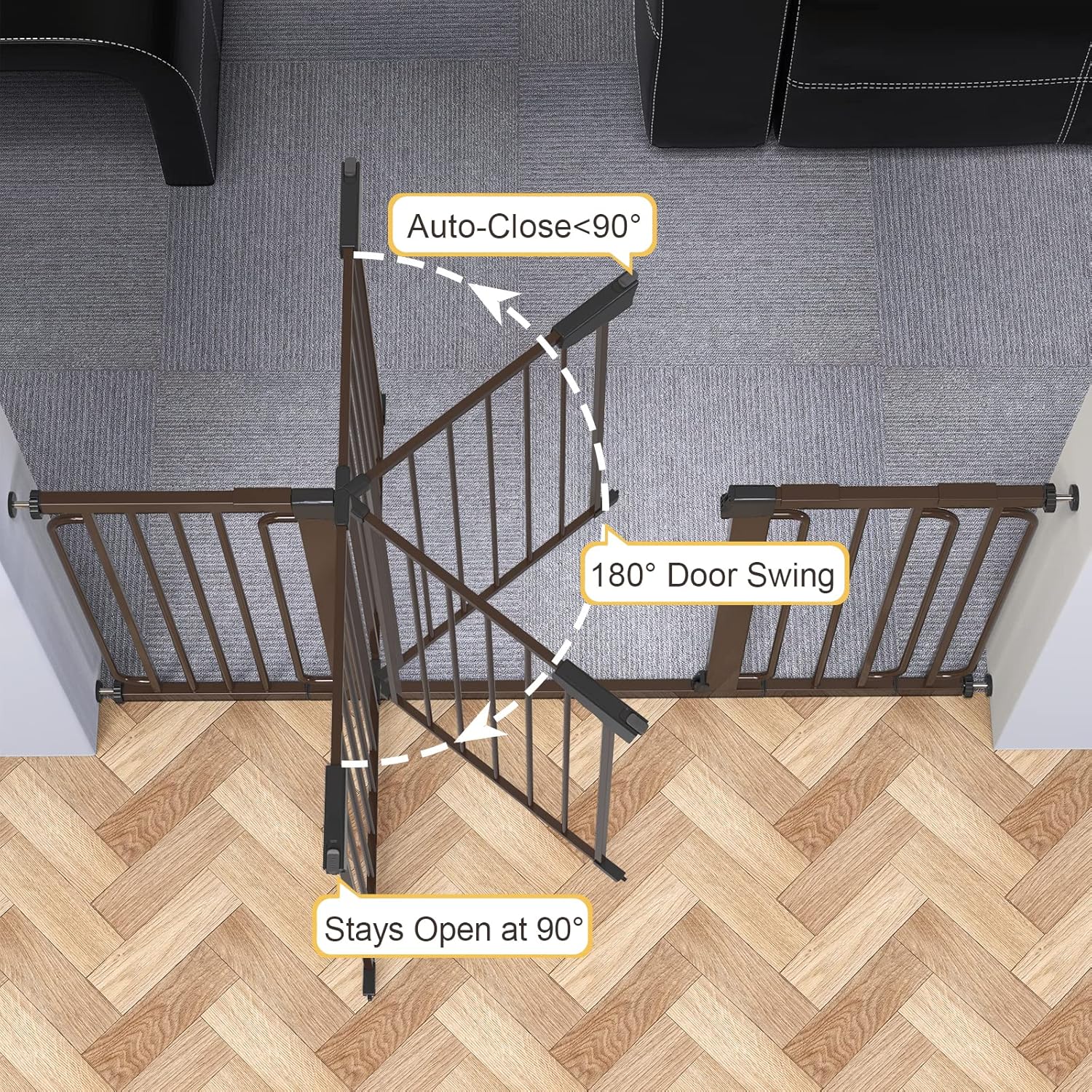 Cumbor | Safety Gate | 57"W x 30.5"H | Brown - aborderproducts
