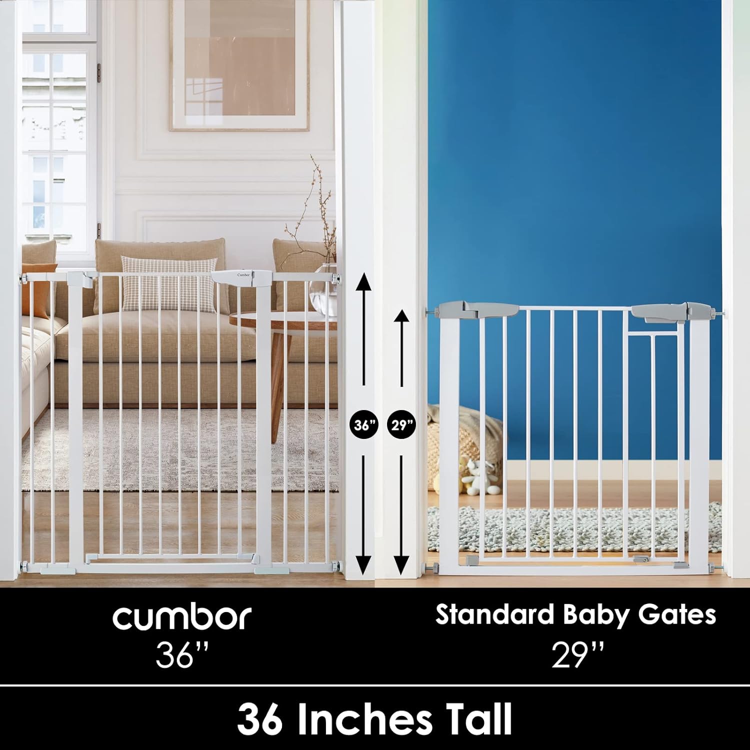 CUMBOR | SAFETY GATE | 29.7-46"W x 36"H | White - aborderproducts