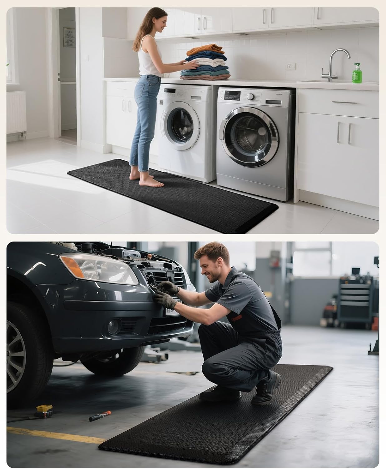 Ophanie | Anti Fatigue Standing Cushioned Mat | 24'' x 70'' | Black