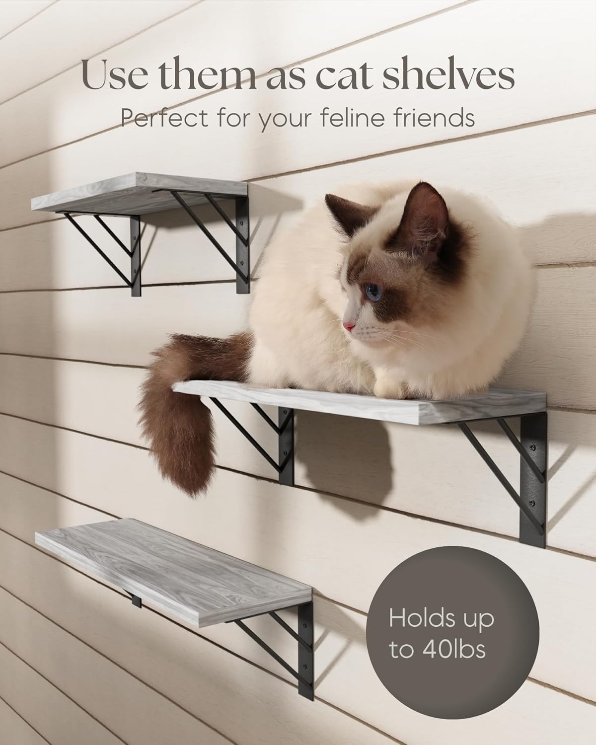 BAYKA | Floating Shelves | Set of 3 | Grey White - aborderproducts