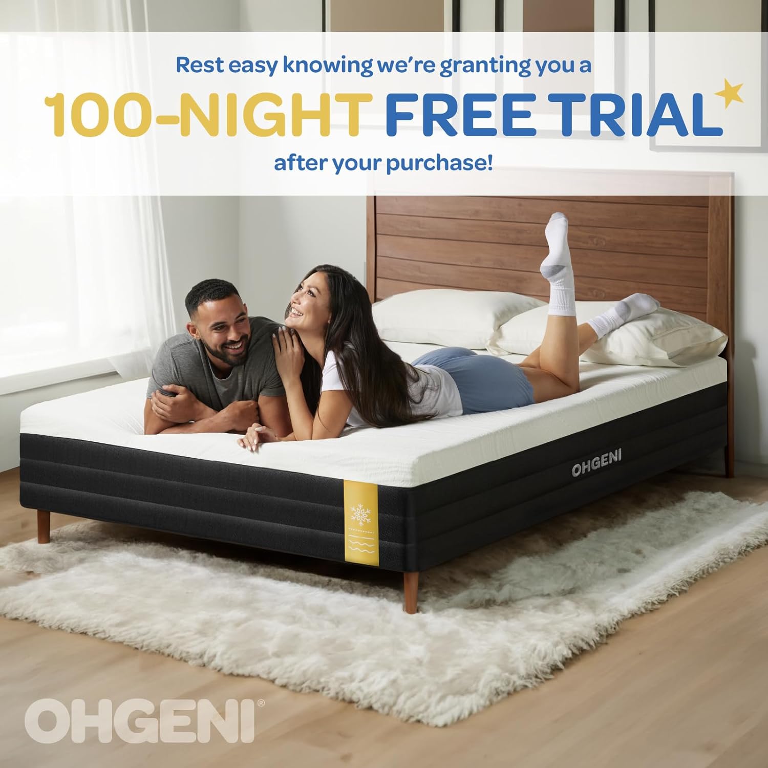 OhGeni | Foam Mattress | 80"L x 76"W x 12"H | King - aborderproducts