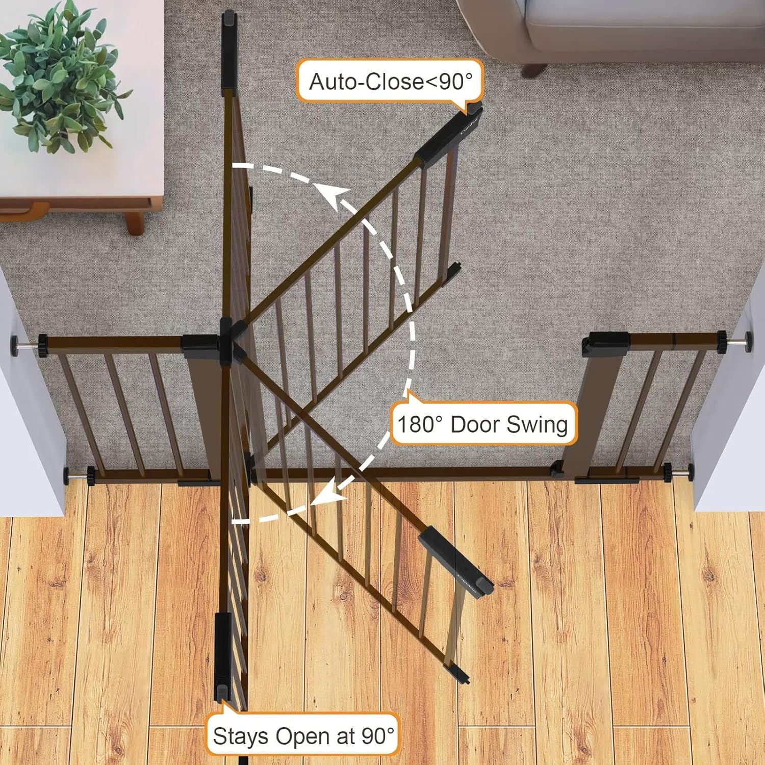 CUMBOR | SAFETY GATE | 29.7-46"W X 30.5"H | BROWN - aborderproducts