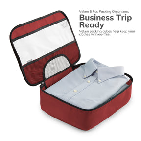 Packing Cubes | 6 Set | Color Wine Red | Veken - aborderproducts