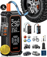 OlarHike Cordless Tire Inflator Portable Air Compressor, 150PSI Dual Power, 6000mAh & 12V DC Air Pump for Car Tires, Bike, Motorcycle, Bicycle, Electric Pump with LED Light & Digital Pressure Gauge - aborderproducts