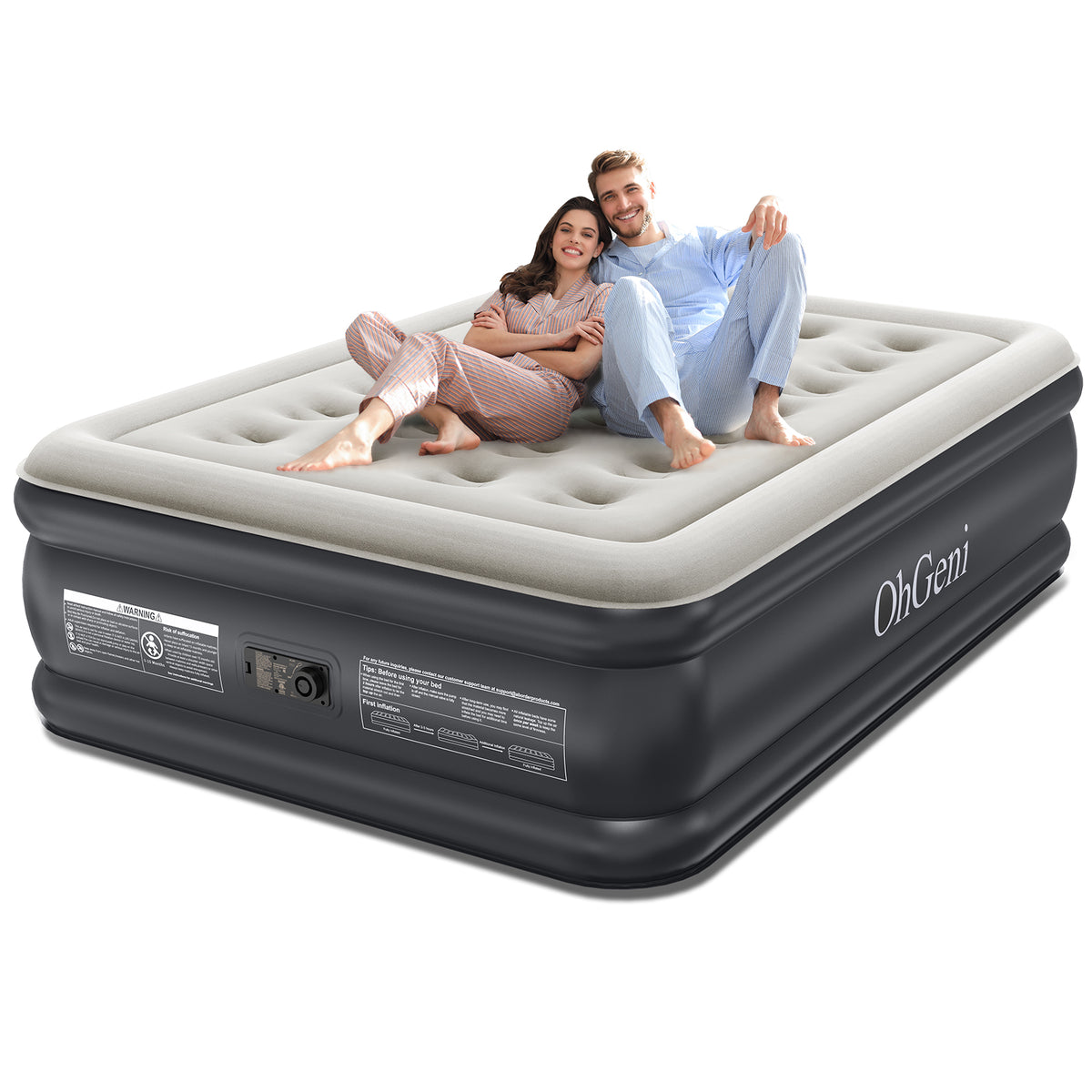 OhGeni | Air Mattress | Full Size | 18'' | Black - aborderproducts