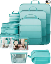 Veken 11 Set Compression Packing Cubes(Blue Green) - aborderproducts