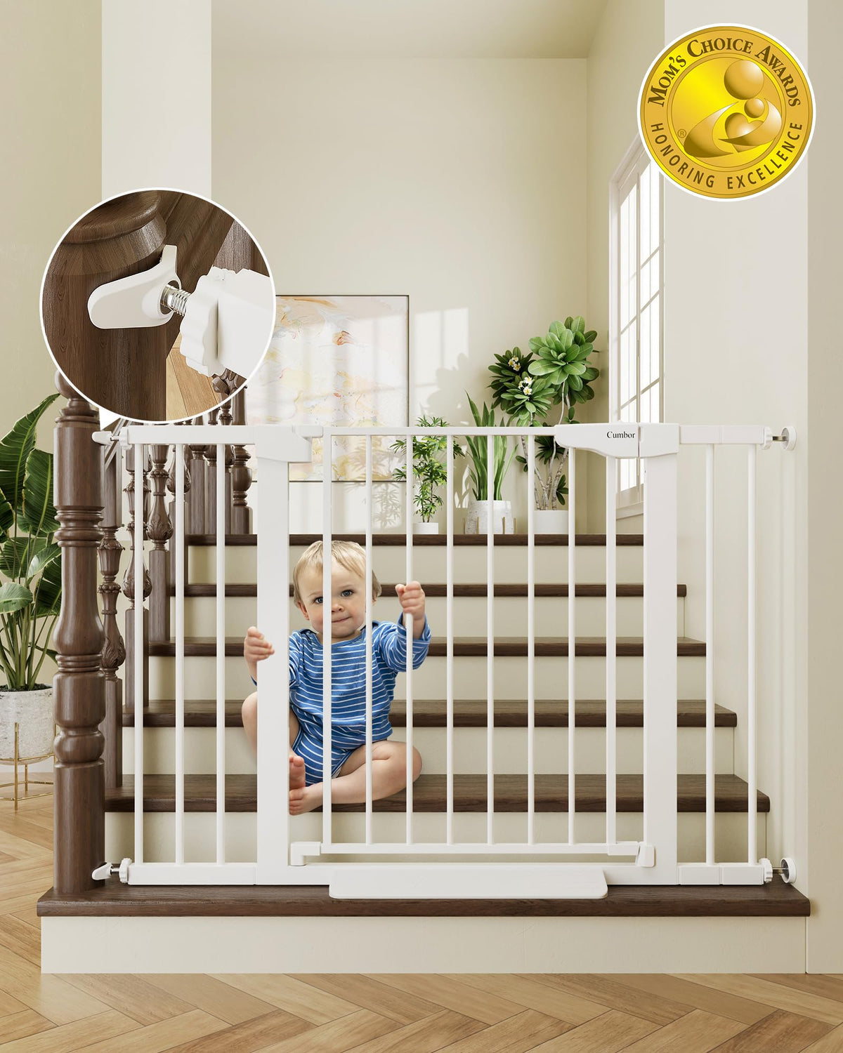 CUMBOR | SAFETY GATE | 29.7-46"W x 30.5"H | White - aborderproducts