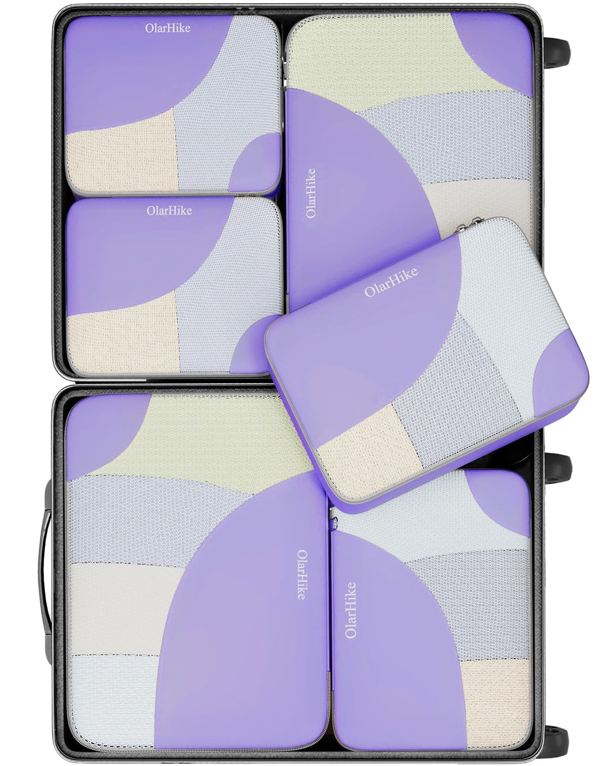 OlarHike 6 Piece Set Travel Packing Cubes | Lavander - aborderproducts