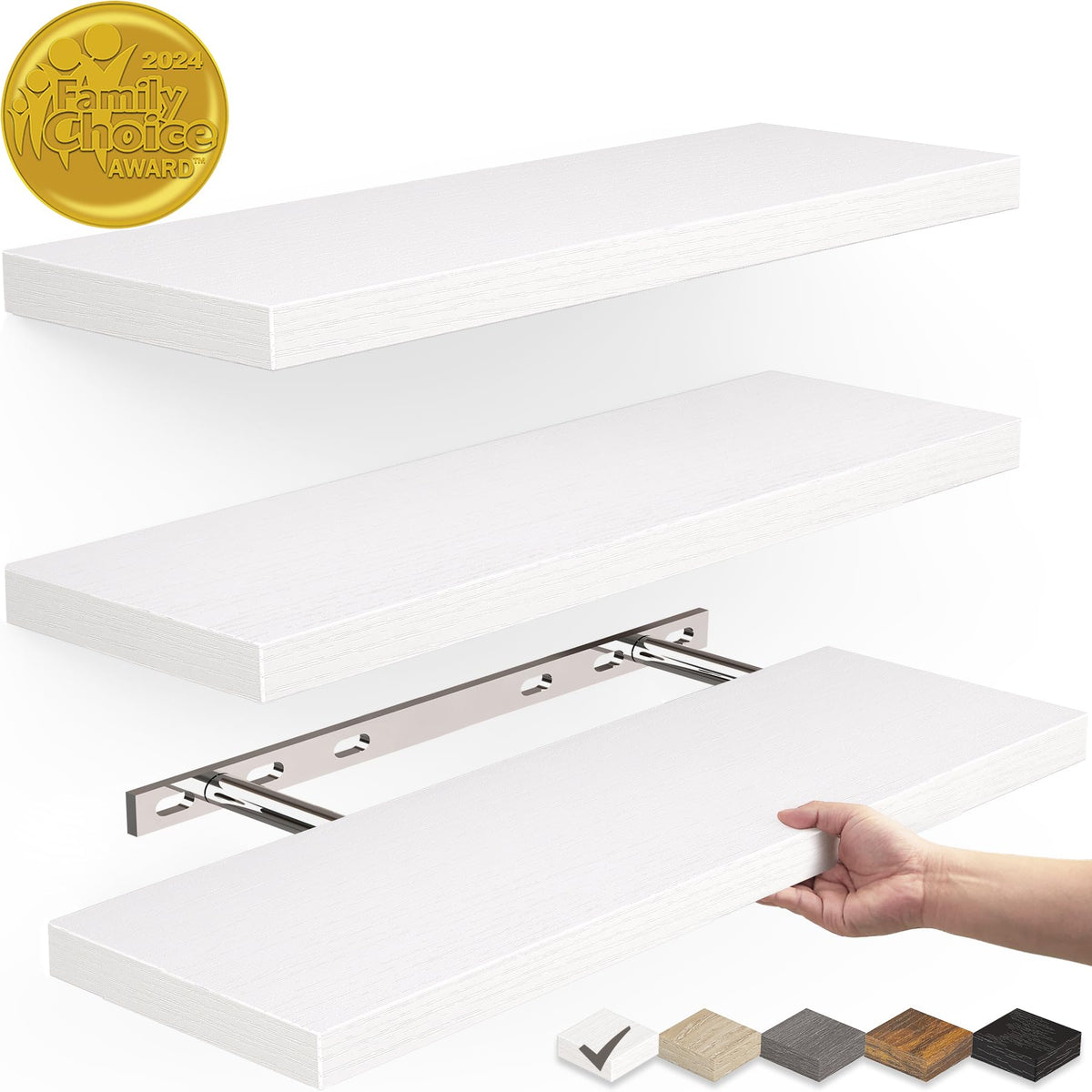BAYKA | Floating Shelves | 15.7 in | 3-Piece | White - aborderproducts