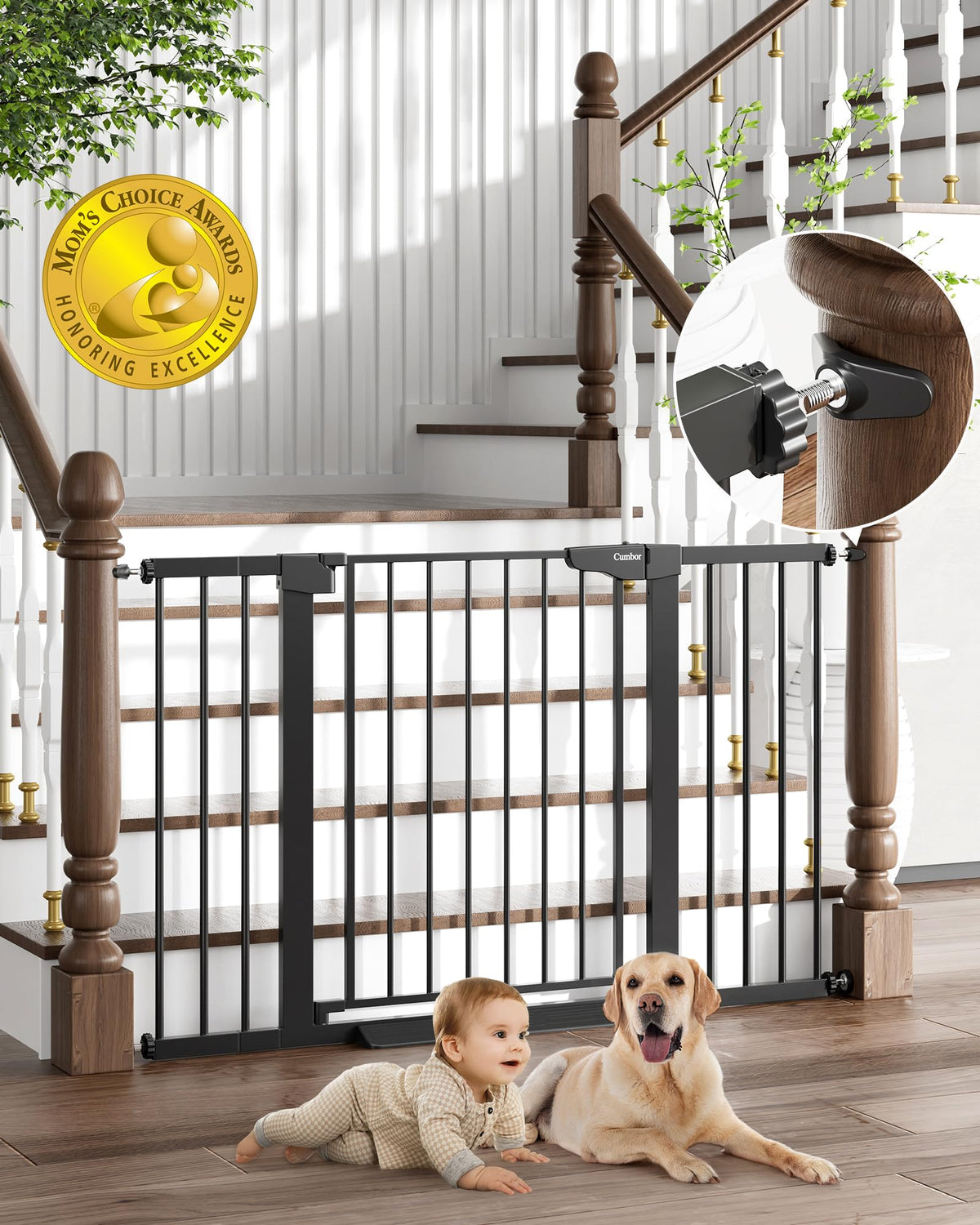 Cumbor | 29.7"-51.5" x 30.5" | Baby Gate Extra Wide | Black - aborderproducts