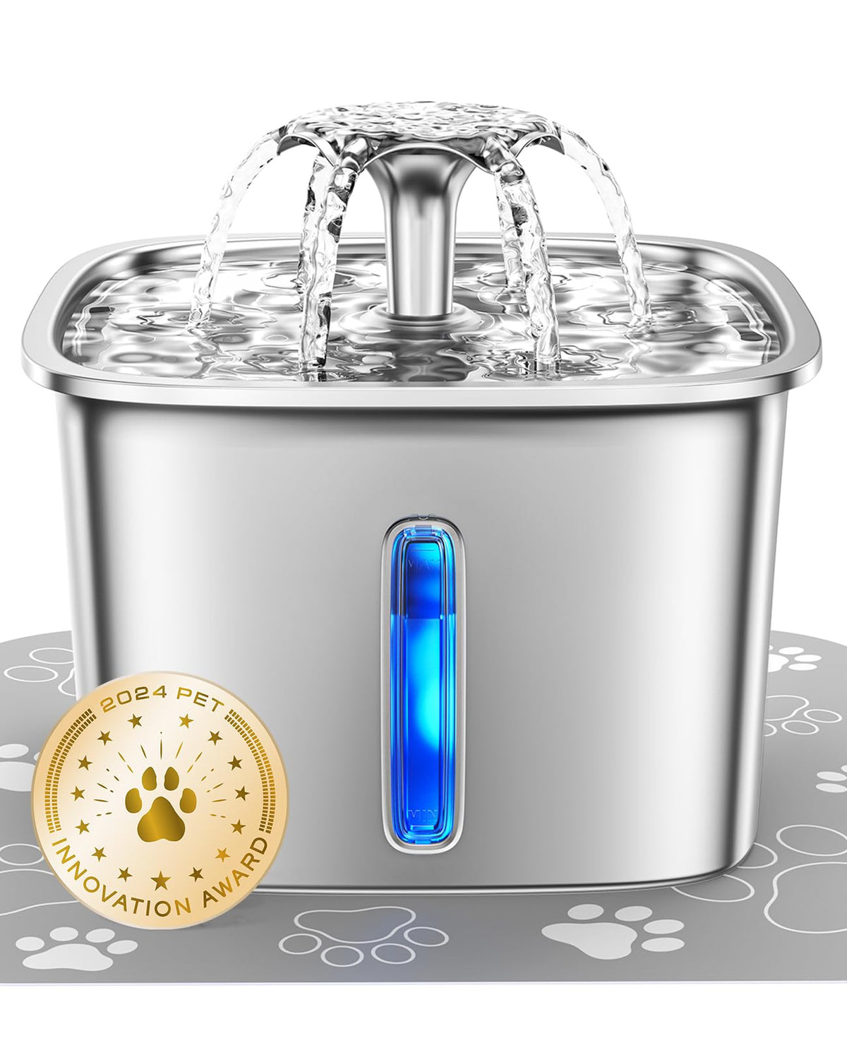 Veken | Stainless Steel Cat Water Fountain | 95oz/2.8L | Silver - aborderproducts
