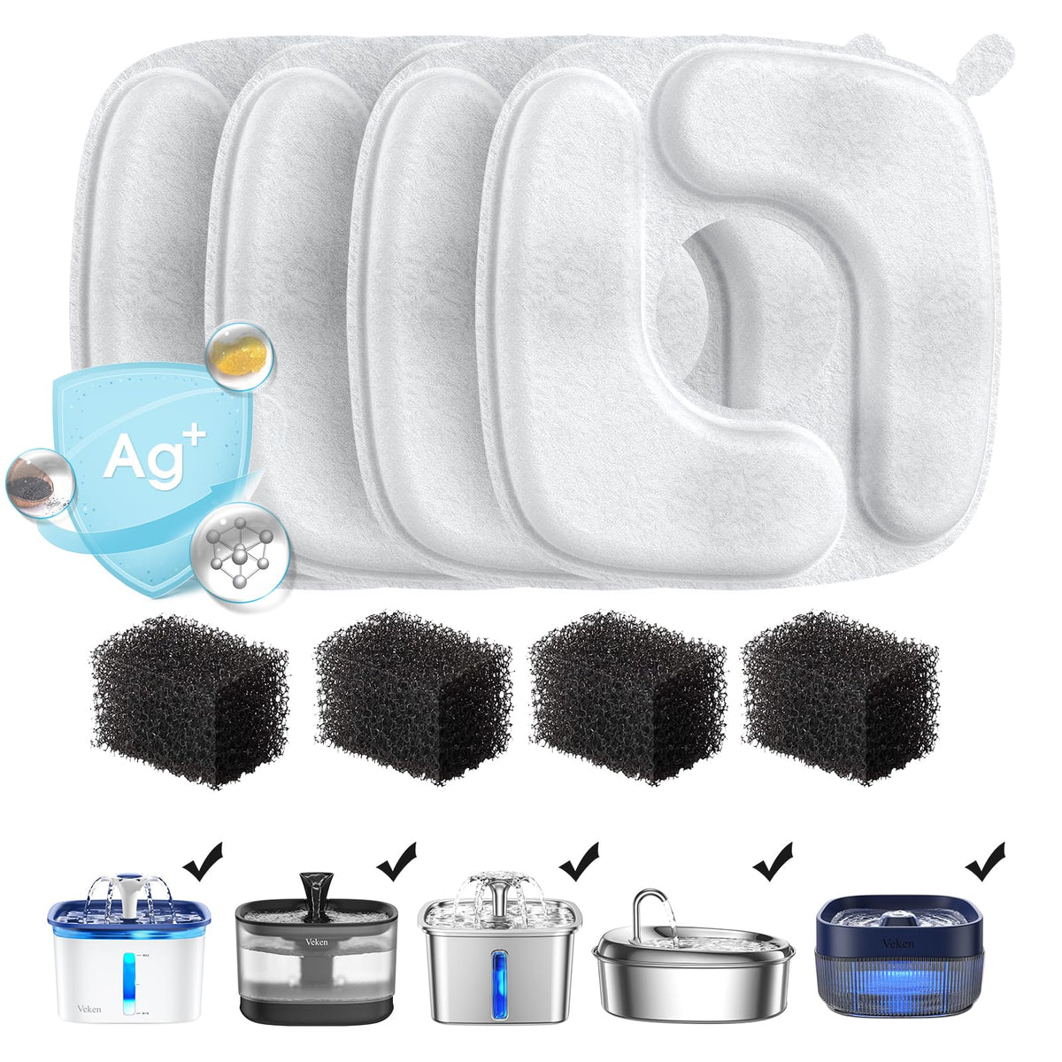 Veken Pet Fountain Filters | 4 Pack - aborderproducts